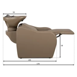 Lavatesta Professionale per Parrucchiere Velaris Marrone con Vasca Marrone – 4 Versioni Disponibili - immagine 2