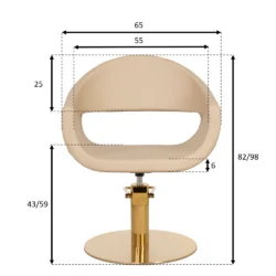 Poltrona da Taglio per Parrucchiere GLAM RG con Base Rotonda Oro - immagine 3