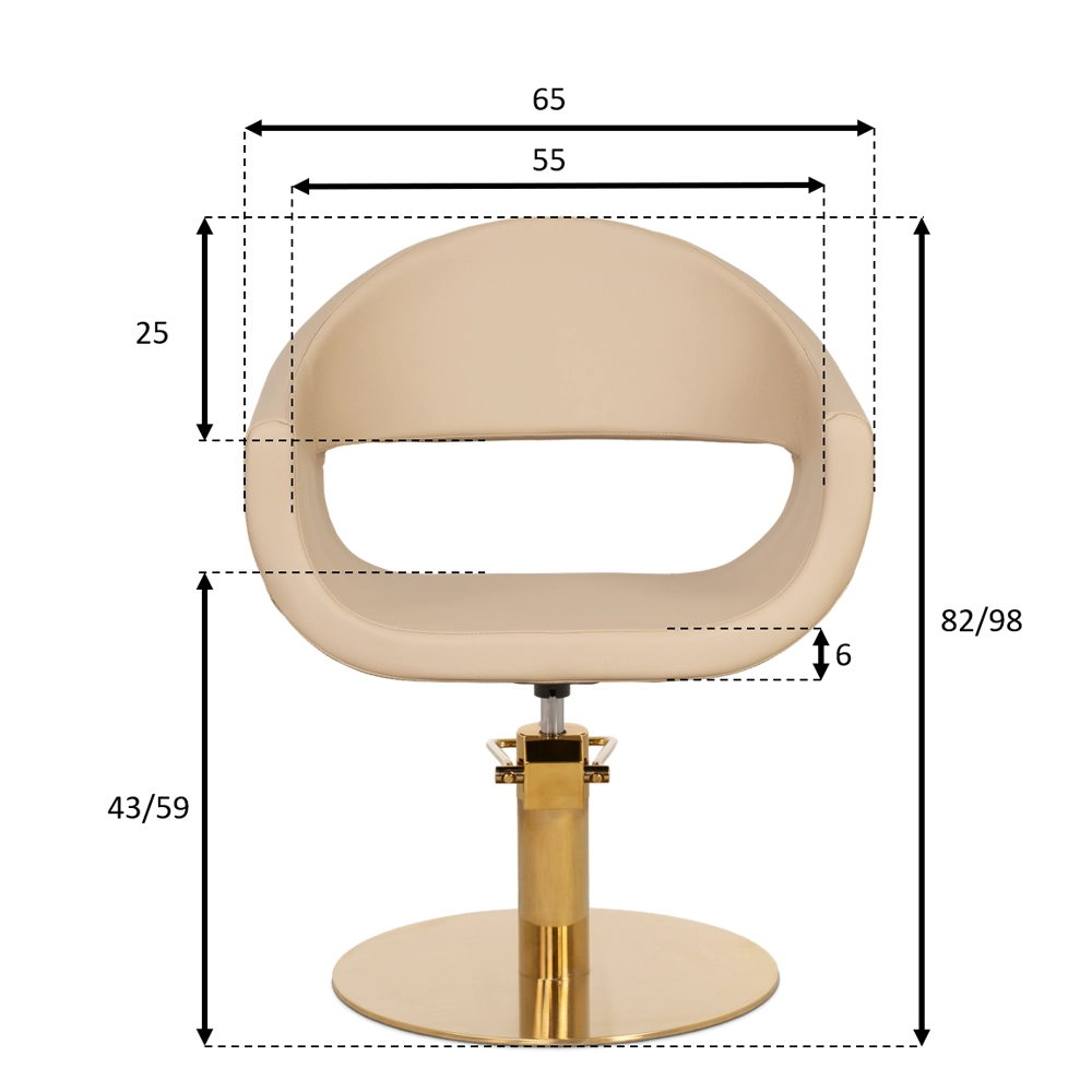 Poltrona da Taglio per Parrucchiere GLAM RG con Base Rotonda Oro - immagine 3