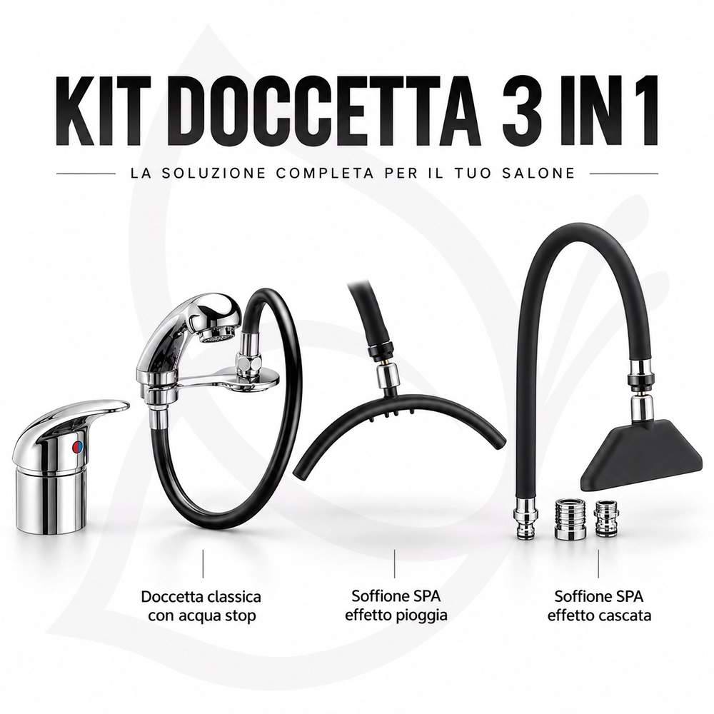 doccetta kit 3 in 1 per lavatesta miscelatore arco