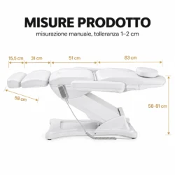 Lettino Elettrico Professionale per Estetista e Centro Estetico Bianco con telecomando - immagine 5