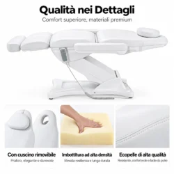 Lettino Elettrico Professionale per Estetista e Centro Estetico Bianco con telecomando - immagine 4