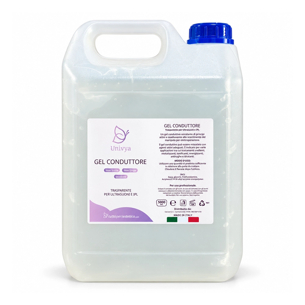tanica da 5 litri gel conduttore per laser radiofrequenza ipl - univya tuttoperlestetica